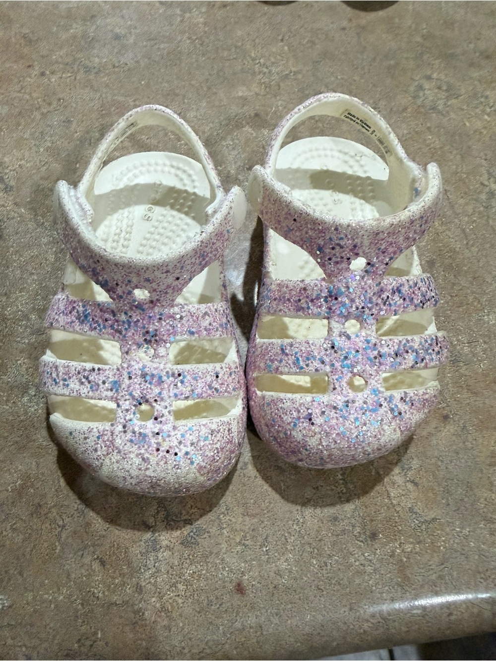 Kids Glitter Crocs - Pink and White